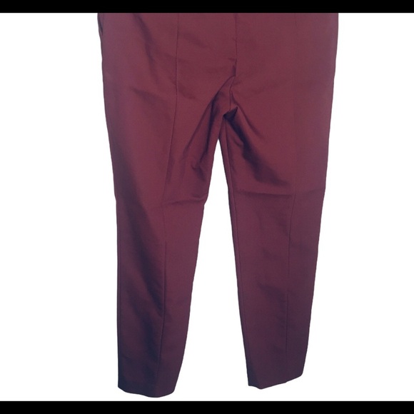 EXPRESS Columnist Straight Trousers/Pants With Pockets Maroon Red Size 6R - Picture 10 of 11